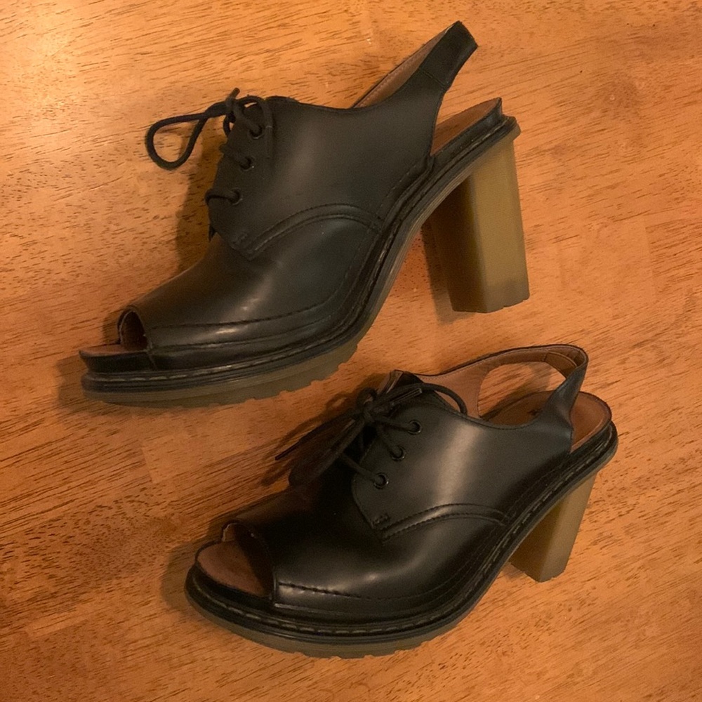 Dr Martens open toe heel shoe leather